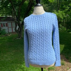 L.L.Bean Cable Knit Sweater Light Blue Size M